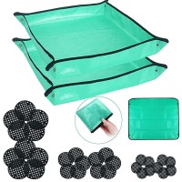 Biuwing 2Pcs 394 X 394 Plant Repotting Mat Large Foldable Gardening Mat Waterproof Transplanting Potting Mat Indoor Outd