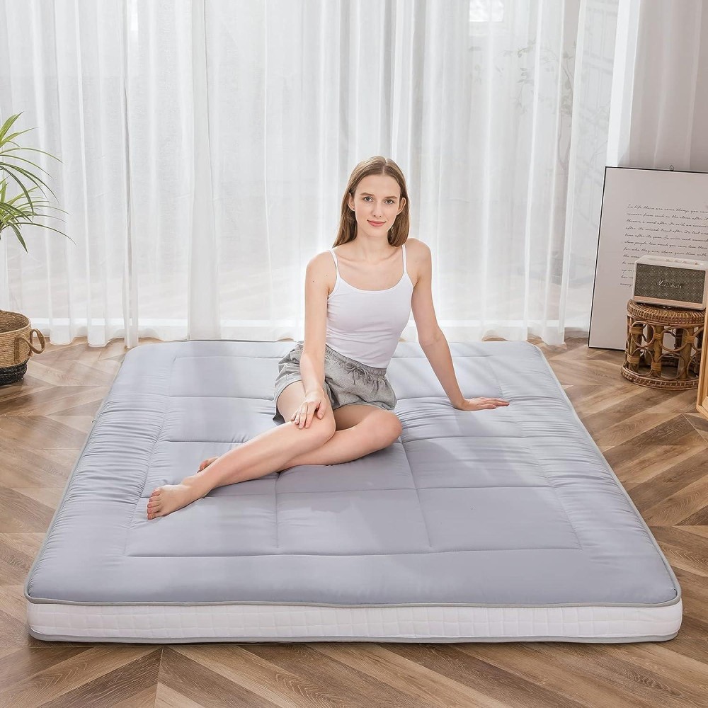 Maxyoyo Twin Bed Mattress Japanese Floor Mattress Futon Mattress, Twin Mattress Pad Camping Mattress Floor Bed Mattress Topper, Easy To Foldable And Portable, Grey Futon Single Mattress