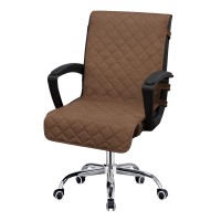 Easy-Going Reversible Office Chair Cover Water Resistant Dining Chair Cover Soft Desk Computer Chair Slipcover With Anti-Slip Buckle For Armchair Or Armless Chair (Medium, Brown/Beige)