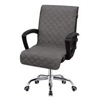 Easy-Going Reversible Office Chair Cover Water Resistant Dining Chair Cover Soft Desk Computer Chair Slipcover With Anti-Slip Buckle For Armchair Or Armless Chair (Medium, Gray/Light Gray)