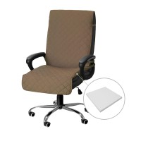 Easy-Going Quilted Microfiber Office Chair Cover With Soft Memory Foam Seat Cushion Water Resistant Desk Computer Chair Slipcover Anti-Slip Chair Protector (Medium,Camel)