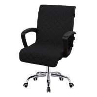 Easy-Going Reversible Office Chair Cover Water Resistant Dining Chair Cover Soft Desk Computer Chair Slipcover With Anti-Slip Buckle For Armchair Or Armless Chair (Medium, Black/Beige)