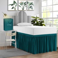 Sgi Bedding Dorm Bed Skirt Twin Xl 32 Inch Drop Length Teal Ruffled Pattern College Dorm Room Bed Skirts Split Corner Easy