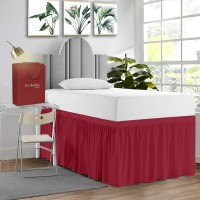 Sgi Bedding Dorm Bed Skirt Twin Xl 40 Inch Drop Length Blood Red Ruffled Pattern College Dorm Room Bed Skirts Split Corner