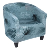 Searchi Club Chair Slipcover Stretch Barrel Chair Covers Printed Tub Chair Slipcovers Soft Spandex Armchair Sofa Cover Removable Couch Furniture Protector Arm Chair Cover For Living Room (Bule Leaf)