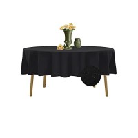 Algaiety 2 Pack Waterproof Round Tablecloth, 70'' Inch Polyester Tablecloths, Wrinkle Resistant Polyester Table Cover For Dining Table, Outdoor, Party And Banquets (Black)
