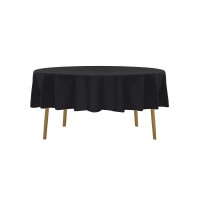 Algaiety 2 Pack Waterproof Round Tablecloth, 70'' Inch Polyester Tablecloths, Wrinkle Resistant Polyester Table Cover For Dining Table, Outdoor, Party And Banquets (Black)