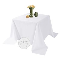 Algaiety 2 Pack Waterproof Square Tablecloth, 90 X 90 Inch Polyester Tablecloths, Wrinkle Resistant Polyester Tablecloth For Dining Table, Outdoor, Party And Banquets (White)