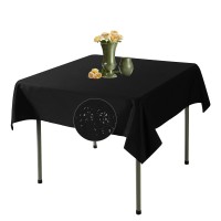 Algaiety 2 Pack Waterproof Square Tablecloth, 52 X 52 Inch Polyester Tablecloths, Wrinkle Resistant Polyester Tablecloth For Dining Table, Outdoor, Party And Banquets (Black)