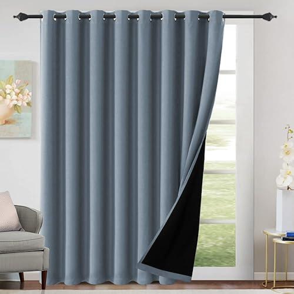 Hversailtex 100 Blackout Patio Curtains Thermal Insulated Curtains For Sliding Door Extra Wide Window Panels Full Light Blocki