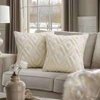 Pallene Soft Faux Fur Throw Pillow Covers 16X16 Plush Wool Decorative Pillow Covers Couch Sofa Pillow Covers For Living Room