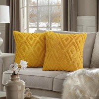 Pallene Soft Faux Fur Throw Pillow Covers 16X16 Plush Wool Decorative Pillow Covers Couch Sofa Pillow Covers For Living Room