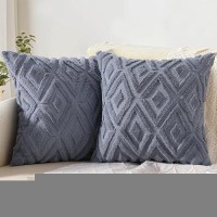 Pallene Soft Faux Fur Throw Pillow Covers 16X16 Plush Wool Decorative Pillow Covers Couch Sofa Pillow Covers For Living Room