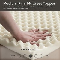 Treaton 1Inch Soft Foam Toppers With Convoluted Egg Shell Design Extends Mattress Topper Life Provides Proper Back Support A