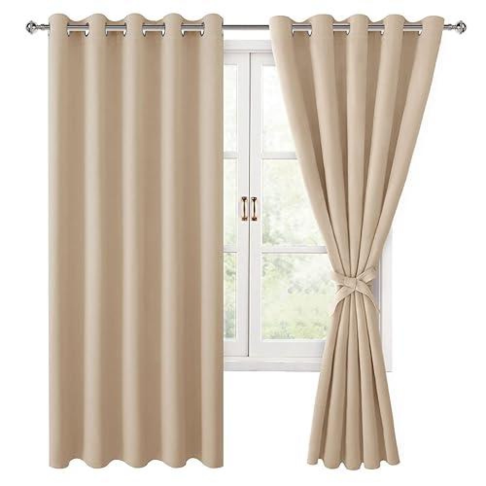 Hiasan Grommet Blackout Curtains For Bedroom 60 X 72 Inches Thermal Insulated Light Blocking Window Drapes For Living Room