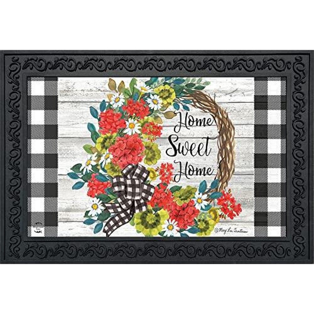 Briarwood Lane Geranium Wreath Summer Doormat Indoor Outdoor 30 X 18