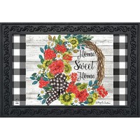 Briarwood Lane Geranium Wreath Summer Doormat Indoor Outdoor 30 X 18