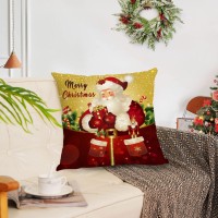 Merry Christmas Pillow Covers 24X24 Set Of 4 Velvet Christmas Pillow Cases Gold Xmas Holiday Throw Pillow Covers Soft Christmas