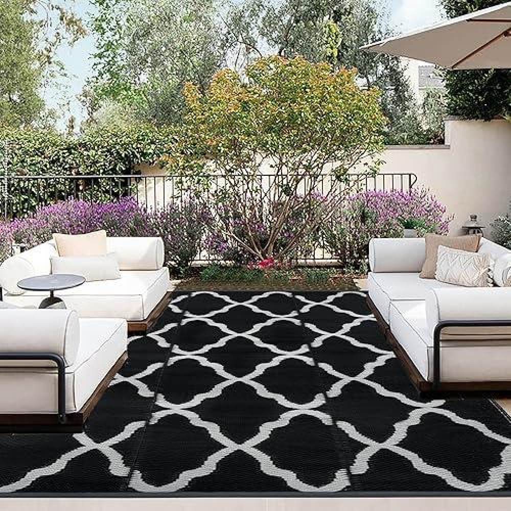 Outdoorlines Outdoor Plastic Area Rugs For Patio 5X8 Ft Reversible Outside Carpet Stain Uv Resistant Rv Mats Straw Rug For