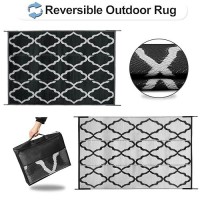 Outdoorlines Outdoor Plastic Area Rugs For Patio 5X8 Ft Reversible Outside Carpet Stain Uv Resistant Rv Mats Straw Rug For