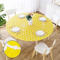Smiry Round Picnic Tablecloth, Waterproof Elastic Fitted Table Covers For 57