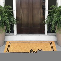 Mdesign Rectangular Coir And Rubber Entryway Welcome Doormat With Natural Fibers For Indoor Or Outdoor Use Decorative Script H