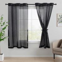 Jiuzhen Black Sheer Curtains 63 Inches Long Semi Transparent Light Filtering Grommet Window Drapes For Kids Roombedroom 42W