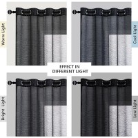 Jiuzhen Black Sheer Curtains 63 Inches Long Semi Transparent Light Filtering Grommet Window Drapes For Kids Roombedroom 42W