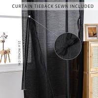 Jiuzhen Black Sheer Curtains 63 Inches Long Semi Transparent Light Filtering Grommet Window Drapes For Kids Roombedroom 42W