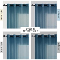 Jiuzhen Semi Sheer Curtains For Living Room 96 Inches Long With Tiebacks Light Filtering Grommet Window Curtains For Bedroomo