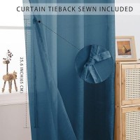 Jiuzhen Semi Sheer Curtains For Living Room 96 Inches Long With Tiebacks Light Filtering Grommet Window Curtains For Bedroomo