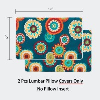 Pack Of 2 Outdoor/Indoor Lumbar Pillow Case Covers 12