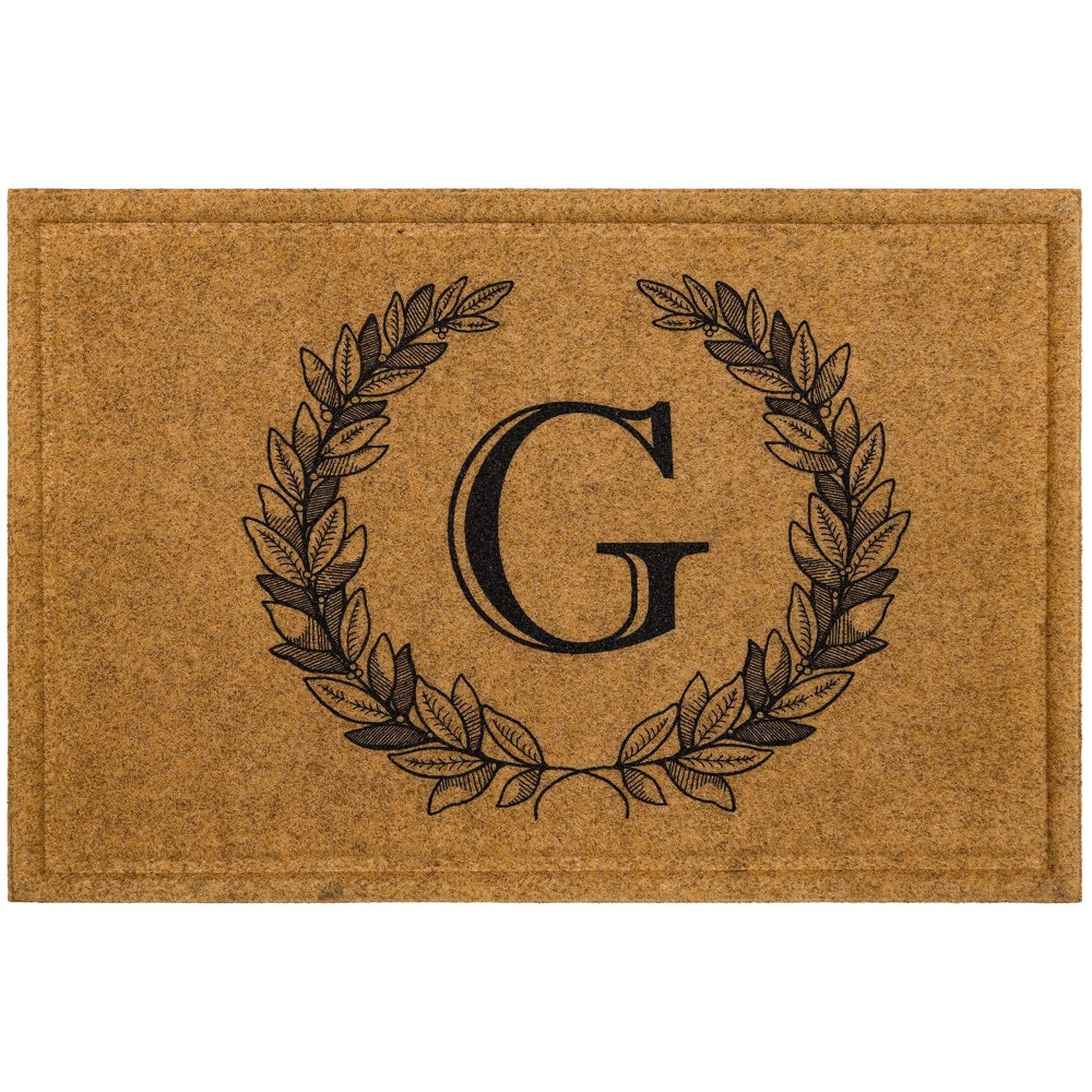 Mohwk Home Outdoor Indoor Faux Coir Doormat Laurel Monogram G 2 X 3