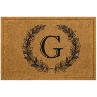 Mohwk Home Outdoor Indoor Faux Coir Doormat Laurel Monogram G 2 X 3