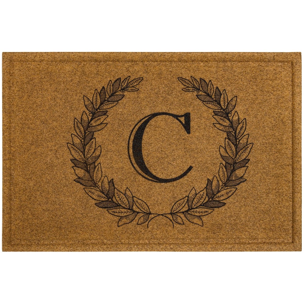 Mohwk Home Outdoor Indoor Faux Coir Doormat Laurel Monogram C 2 X 3