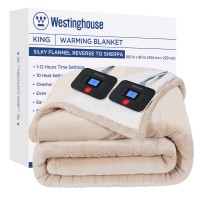 Westinghouse Electric Blanket King Heated Blanket King Size With 10 Heating Levels And 1 To 12 Hours Heating Time Settings Fla