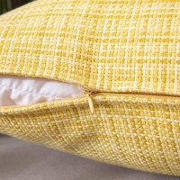 Miulee Outdoor Waterproof Throw Pillow Covers Decorative Farmhouse Water Resistant Cushion Covers For Tent Patio Garden Couch Sofa Pack Of 2, 18X18 Inch Yellow