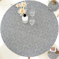 Wagude Lndoor Outdoor Patio Round Fitted Vinyl Tablecloth, Flannel Backing, Elastic Edge, Waterproof Wipeable Decorative Tablecloth, For Dinning Room Kitchen Round Tables (Gray Granite, 40