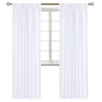 Bgment Rod Pocket White Curtains For Living Room Privacy Protection Window Treatment Curtains For Dining Room 2 Panels Pure