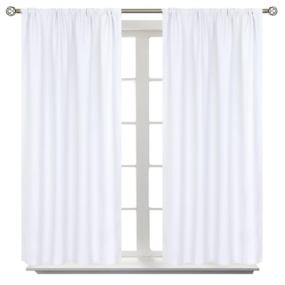 Bgment Short White Curtains 45 Inches Length Privacy Protection Rod Pocket Window Treatment Curtain For Kithchen Cafe Bathroom