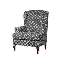 Eco-Ancheng Wingback Chair Slipcover 2 Piece Wingback Chair Cover Spandex Wing Chair Slipcovers Wingback Armchair Covers With Elastic Bottom For Living Room Wingback Chair