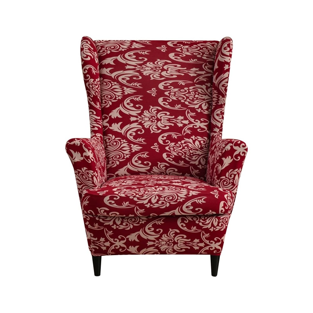 Eco-Ancheng Wingback Chair Slipcover 2 Piece Wingback Chair Cover Spandex Wing Chair Slipcovers Wingback Armchair Covers With Elastic Bottom For Living Room Wingback Chair