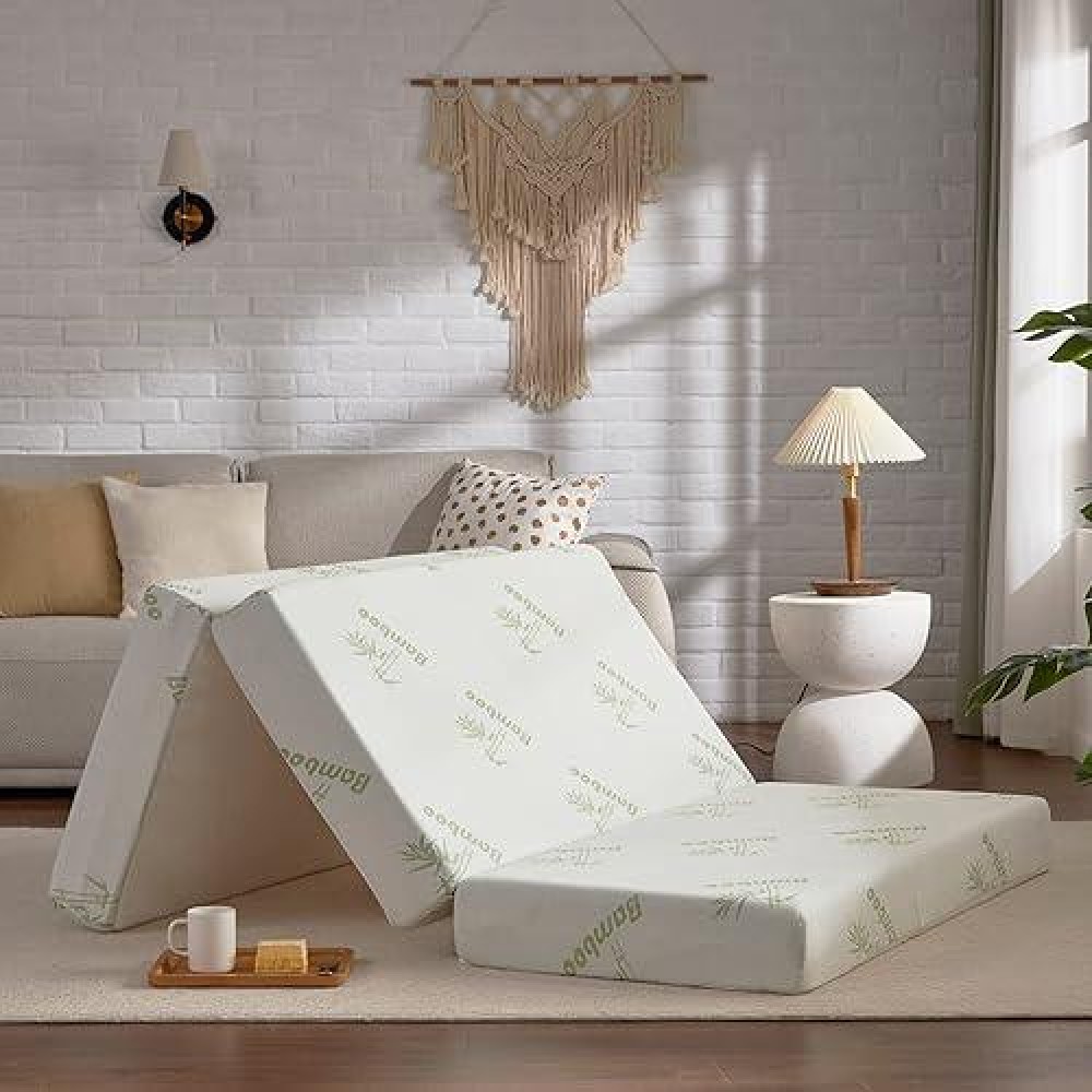 Sinweek Memory Foam Folding Mattress With Storage Bag 4 Inch Foldable Mattress Trifold Mattress Topper Certipurus Certified F