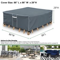 Patio Furniture Covers Waterproof, Square Outdoor Table Cover, 500D Heavy Duty, All Weather Protection Patio Covers For Outdoor Dining Table Set, 86