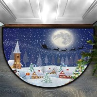 Christmas Half Round Door Mat Indoor Outdoor Entrance  Winter Non Slip Doormats  24 X 36 Washable Semi Circle Floor Mats Area Rugs Welcome Entrance Way Mats For Home Kitchen Patio