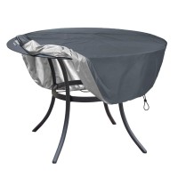 Selugove Round Table Cover, Suitable For 32-Inch Diameter Patio Round Table, Grey Thick Anti-Tearing Double Layer Oxford Cloth,With Handle Easy To Wear And Take Off