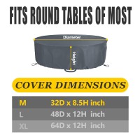 Selugove Round Table Cover, Suitable For 32-Inch Diameter Patio Round Table, Grey Thick Anti-Tearing Double Layer Oxford Cloth,With Handle Easy To Wear And Take Off