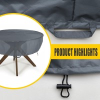 Selugove Round Table Cover, Suitable For 32-Inch Diameter Patio Round Table, Grey Thick Anti-Tearing Double Layer Oxford Cloth,With Handle Easy To Wear And Take Off