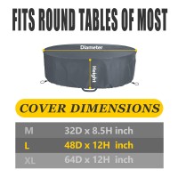 Selugove Round Table Cover, Suitable For 48-Inch Diameter Patio Round Table, Grey Thick Anti-Tearing Double Layer Oxford Cloth,With Handle Easy To Wear And Take Off