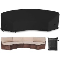 Patio Sectional Curved Sofa Protector Cover Skyour Waterproof Heavy Duty 420D Oxford Outdoor Sectional Curved Couch Sofa Covers With Windproof Reinforced Buckles Black (L: 190.16X38.98X36.22In)